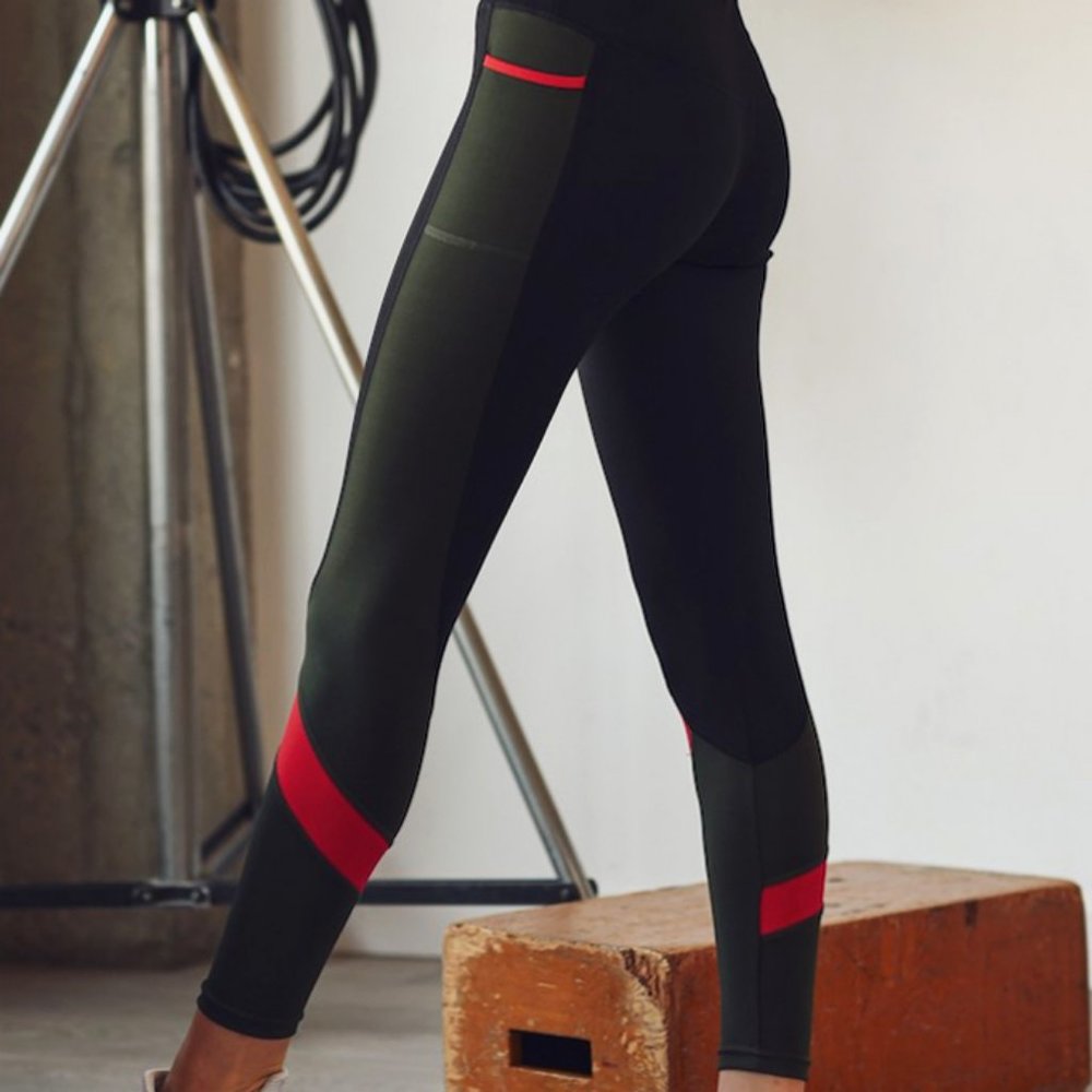 Black Olive Colorblock Pocket High Waist Leggings - Picture 10 of 10
